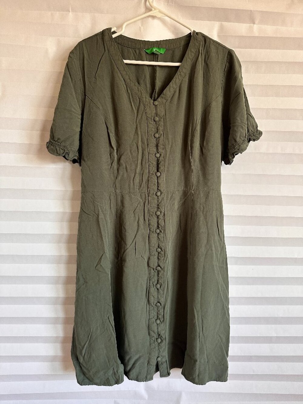 Dip Women’s Button Front Olive Green Casual Dress Size XL